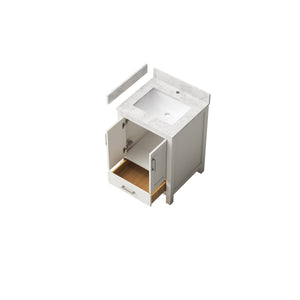English Elm 23" Freestanding Bathroom Vanity Solid Wood White Cabinet Carrara Sink Included T3785P383040
