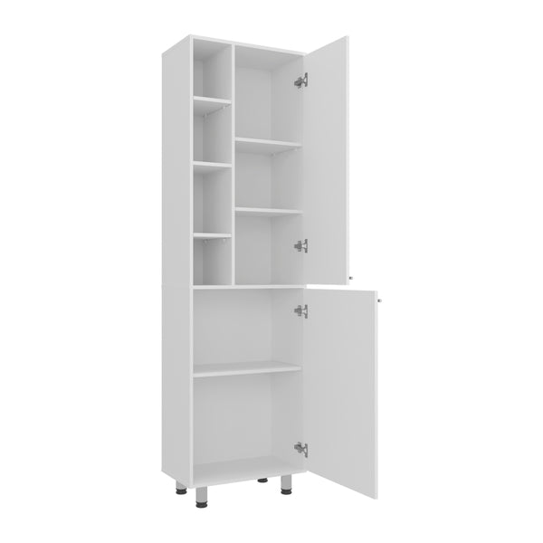 English Elm Shiprock Vertical Pantry Cabinet White – Slim Engineered Wood Storage with Silver Handles, Durable Stylish Design B092P368945