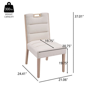 English Elm Upholstered Armless Dining Chairs Rubberwood Frame Minimalist Set of 2 for Compact Spaces Beige,Natural N768P391163N