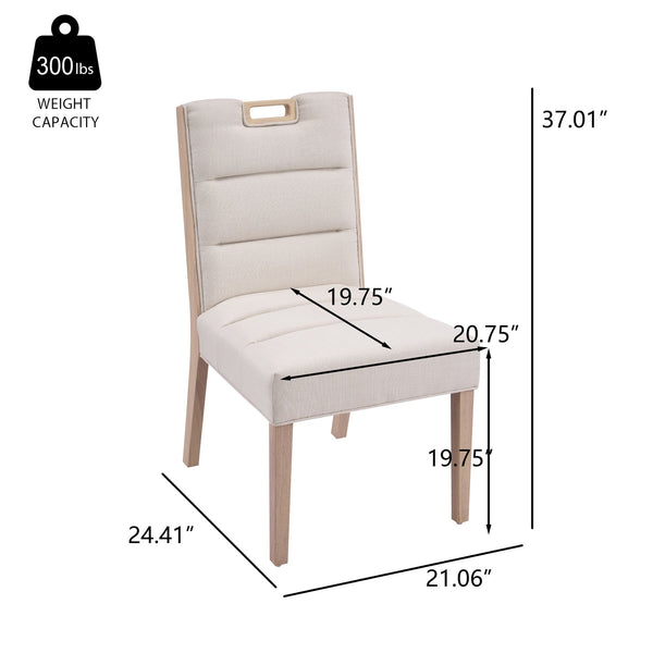 English Elm Upholstered Armless Dining Chairs Rubberwood Frame Minimalist Set of 2 for Compact Spaces Beige,Natural N768P391163N
