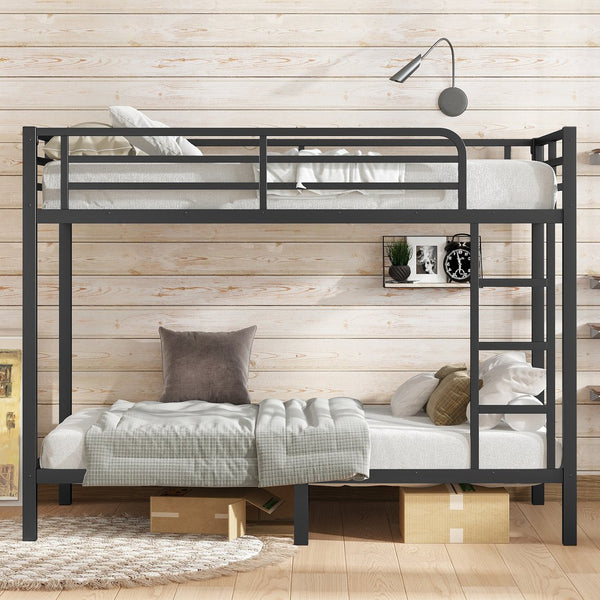 English Elm Metal Twin Xl Over Twin Xl Bunk Bed – Durable, Space-Saving Design For Teens & Adults, Black Finish W1580P309628