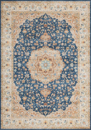 English Elm Premier Navy Traditional Patterned Low Pile Area Rug for Living Room or Entryway B186P479375