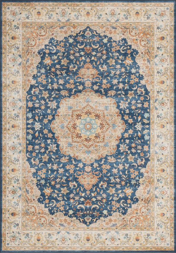 English Elm Premier Navy Traditional Patterned Low Pile Area Rug for Living Room or Entryway B186P479375