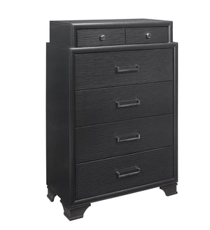 English Elm CIVIC Solid Wood Chest with Felt-Lined Top Drawers, Metal Glides, Sturdy Feet and Classic Finish Gray 37.2 L x 19.29 W x 51.57 H B201P215817