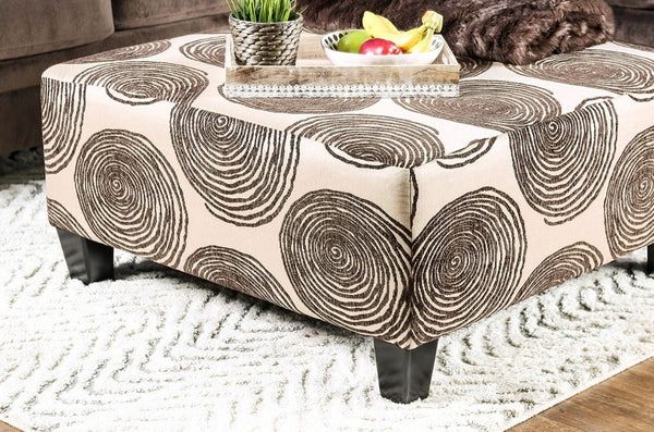 English Elm Transitional Oversized Brown Patterned Square Ottoman – Versatile Coffee Table & Extra Seating Solution B2741P356309-GIGA