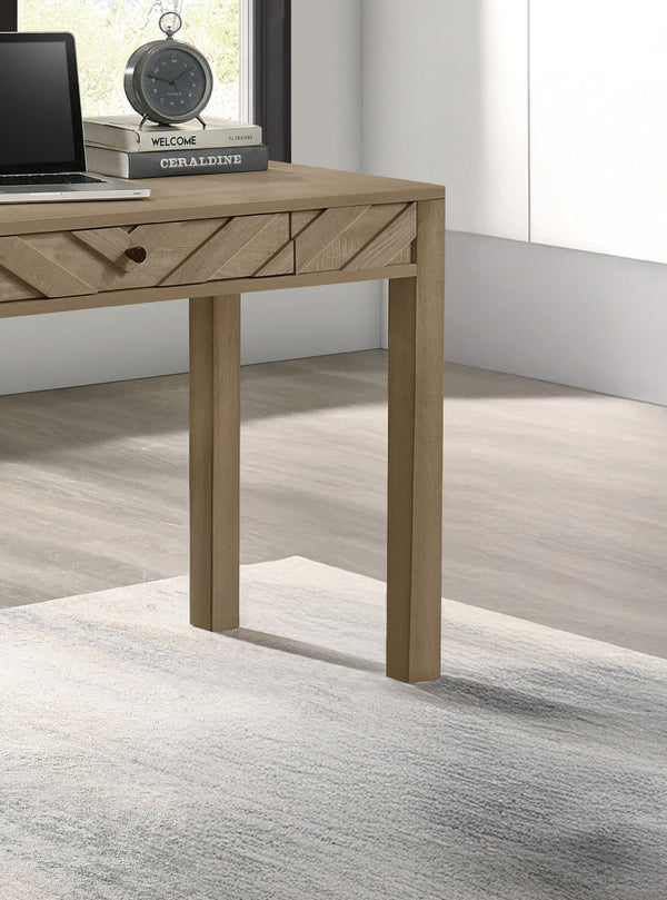 English Elm 1pc Writing Desk with Sleek Grey Finish, Square Legs and Single Drawer for Compact Home Office Space Light Brown 26.6 L x 50.5 W x 6.81 H B011P378518