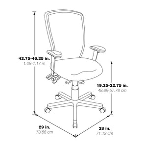 OSP Home Furnishings Progrid® Ergonomic Mesh High Back Office Chair with Lumbar Support and Adjustable Arms 92892-R