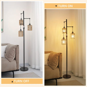 English Elm Floor Lamp - Elegant Rattan Design With Stepless Dimming, Perfect For Cozy Home Décor & Lighting W2738P185406