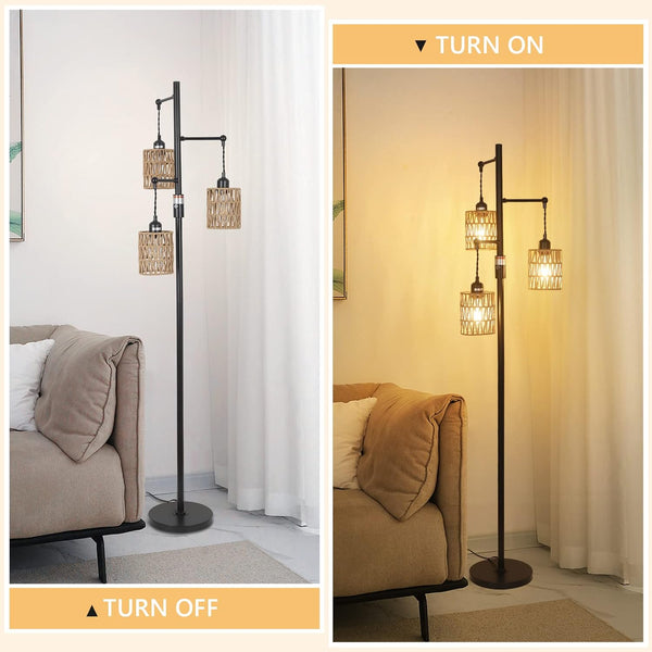 English Elm Floor Lamp - Elegant Rattan Design With Stepless Dimming, Perfect For Cozy Home Décor & Lighting W2738P185406
