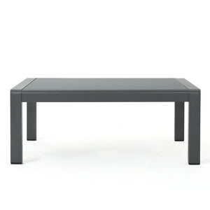 English Elm Christopher Knight Home® - CAPE Coastal Aluminum Outdoor 4-Piece Chat Set with Tempered Glass Table, Ergonomic Comfort and Space-Saving Style Gray CAPECORAL4PCSG