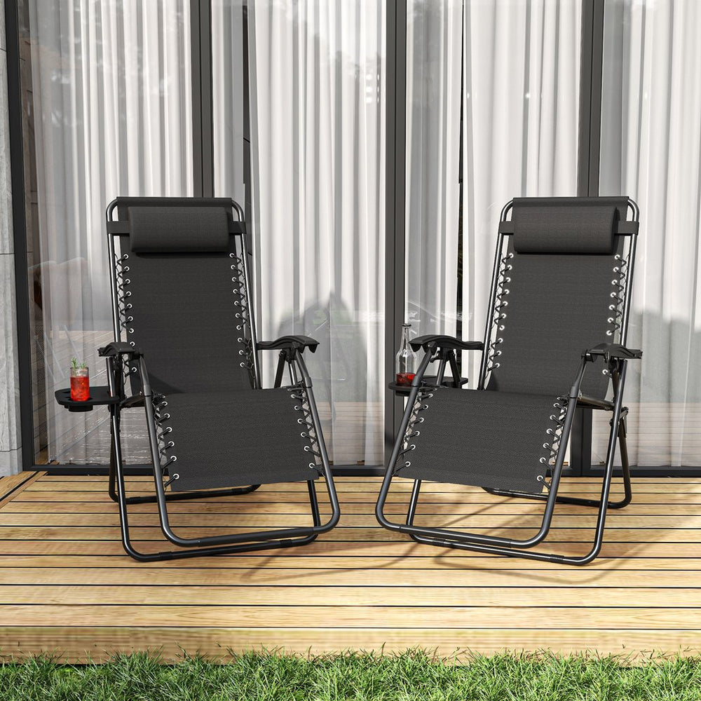 English Elm Zero Gravity Reclining Lounge Chair Breathable Mesh Portable Folding Patio Beach Seat Antique Black W3979P392945