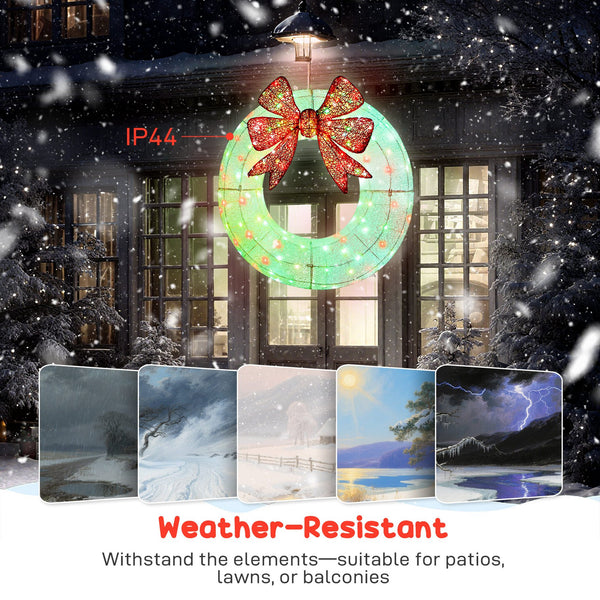 English Elm Christmas Lighted Wreath 36 Inch Dual Led Bow Holiday Door Decor with Timer T3971P412748