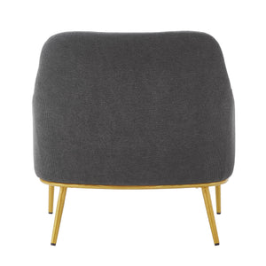 English Elm Modern Chenille Armchair with Curved Back Gold Legs Plush Accent Seat for Any Room Dark Gray N763P360684R