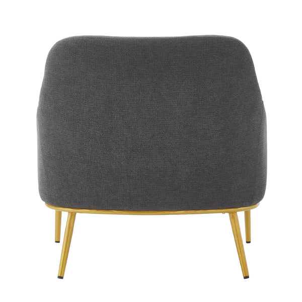 English Elm Modern Chenille Armchair with Curved Back Gold Legs Plush Accent Seat for Any Room Dark Gray N763P360684R
