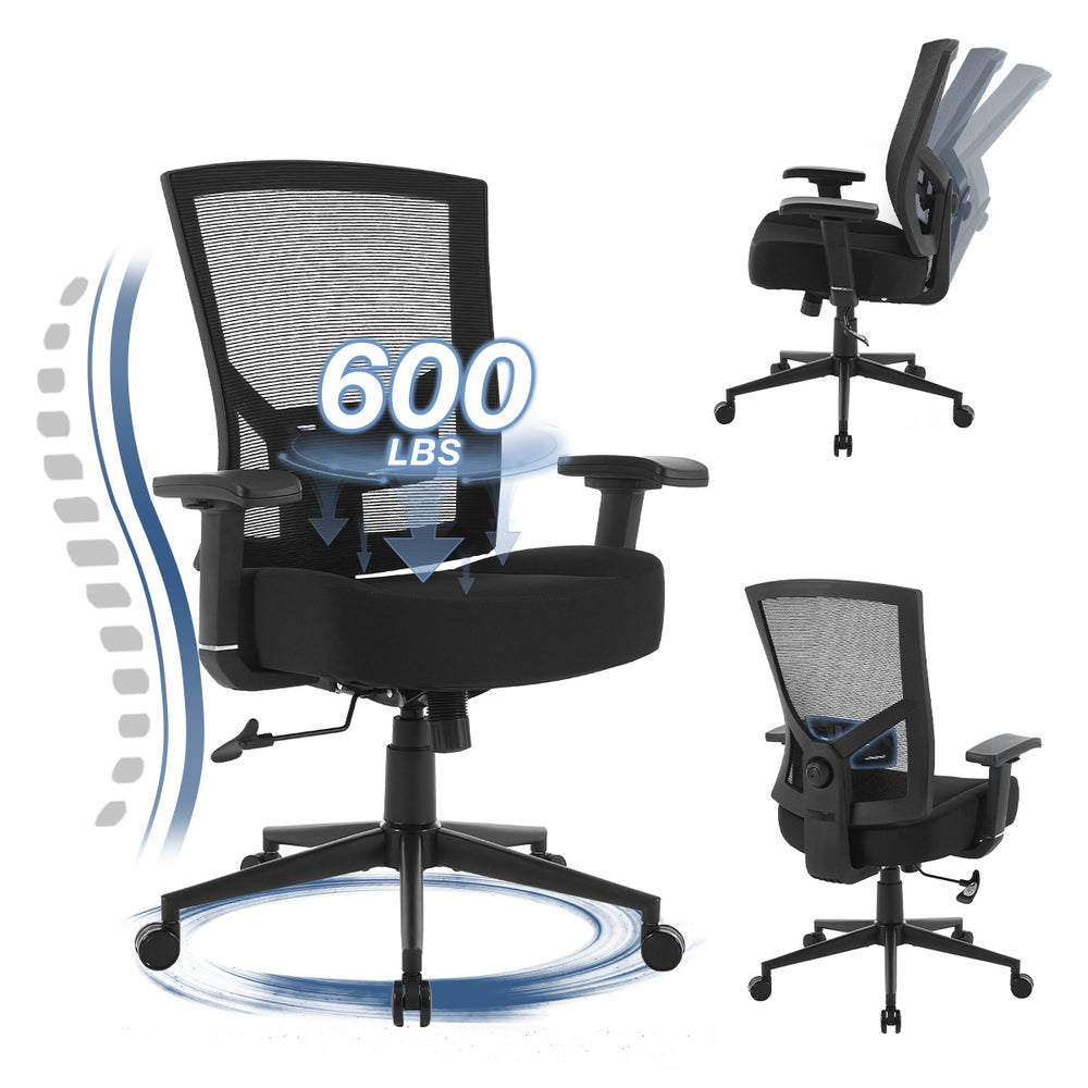 English Elm Big and Tall Ergonomic Mesh Chair 600lb Capacity Lumbar Support Memory Foam Seat W1521P483028