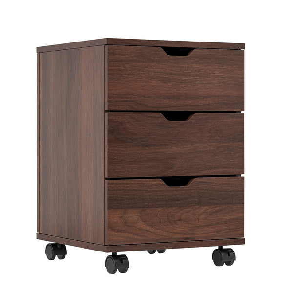 English Elm 3-Drawer Mobile Filing Cabinet with Lockable Casters, Durable Waterproof Wood Grain Organizer for Office Brown T3623P380703