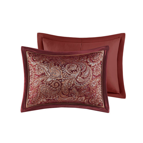 English Elm 5 Piece Aubrey Reversible Jacquard Bedspread Set King with Paisley Motif, Gold Sheen, Quilted Elegance Burgundy 22.83 L x 18.11 W x 8.27 H B03597643