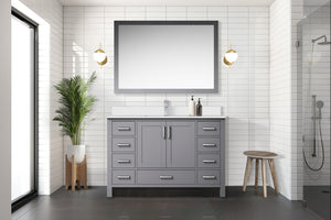 English Elm Dark Grey Solid Wood Bath Vanity 48" W x 22" D with Cultured Marble Top, Soft-Close Drawers & Storage B2731P259067