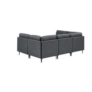 English Elm Linen Upholstered Modular Sectional Sofa with Tall Black Metal Legs for Living Room Dark Gray B2748S00114