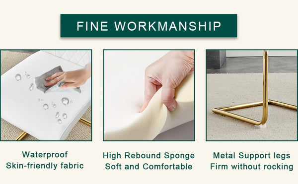 English Elm Table 5-Piece Set: Elegant White Marble Round Dining Table With Gold Legs & 4 Pu Upholstered Chairs W1151S02491-GIGA