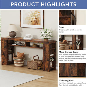English Elm Xgz-stdcj-fugu-zbb Entryway Console with Five Shelves and Built-in Charging Outlets W1550P330057