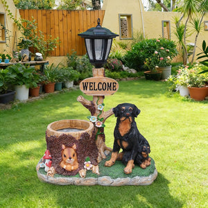 English Elm Rottweiler Mother and Puppy Sculptural Garden Planter Weatherproof Outdoor Accent W5398P464249