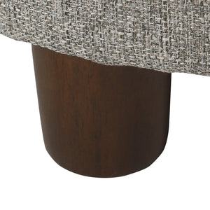 English Elm Fabric Tweed Round Storage Ottoman with Lift Off Lid and Walnut Legs for Living Rooms B056P417126