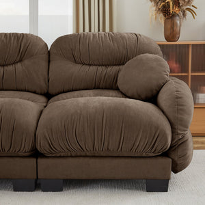 English Elm Pleated Chenille U-shape Modular Sectional Sofa with Ottomans and Ergonomic Foam Cushions Brown W5656S00063