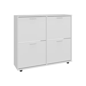 English Elm Shoe Modern 3‑Door Concealed Shoe Cabinet with 3 Shelves, Sturdy Legs, Compact Engineered Wood Storage White 47.64 L x 25.59 W x 4.72 H B097P350293