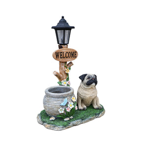 English Elm Schnauzer Solar Led Resin Planter Statue Outdoor Garden Accent for Patio Decor W5398P464252