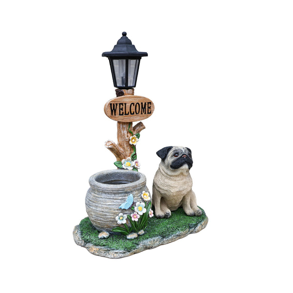 English Elm Schnauzer Solar Led Resin Planter Statue Outdoor Garden Accent for Patio Decor W5398P464252