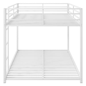 English Elm Full Over Low Profile Steel Bunk Bed with Guardrail and Integrated Ladder White MF285536AAK