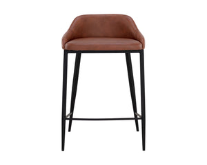 Sunpan Astra Counter Stool - Modern Faux Leather Design with Strong Iron Legs for Stylish Comfort Black / Cinnamon Brown