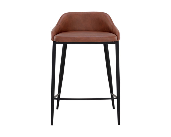 Sunpan Astra Counter Stool - Modern Faux Leather Design with Strong Iron Legs for Stylish Comfort Black / Cinnamon Brown