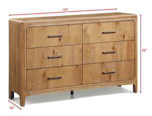 English Elm 1pc Five-Drawer Wood Chest 38"W x 18"D x 52"H – Elegant Bedroom Storage with Metal Hardware and Smooth Finish Natural Wood+Brown 41 L x 21 W x 42 H B2741P346381