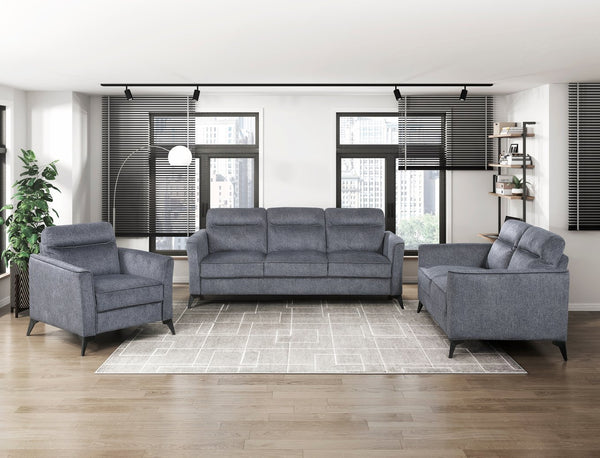 English Elm Modern 3-Piece Living Room Sofa Set - Dark Gray Microfiber With Black Metal Legs For Comfort & Style B011S01756