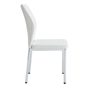 English Elm Luxury White Pu Dining Chair Set Of 6 - Modern Comfort With High Resilience Foam & Silver Legs W1151P282701