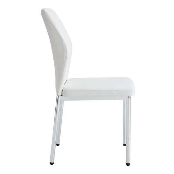 English Elm Luxury White Pu Dining Chair Set Of 6 - Modern Comfort With High Resilience Foam & Silver Legs W1151P282701