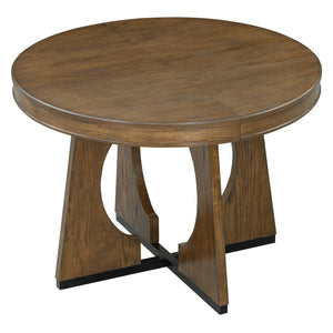 English Elm Trexm Extendable Round Dining Set Oak Veneer Sculptural Base Seats Four to Six Walnut ST000131AAP-2026