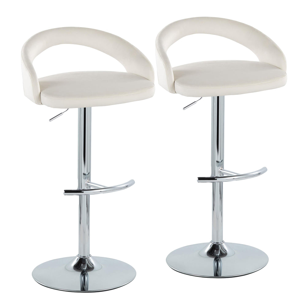 English Elm Adjustable Velvet Swivel Barstools with Chrome Base for Kitchen or Home Bar Set of 2 B202S01994