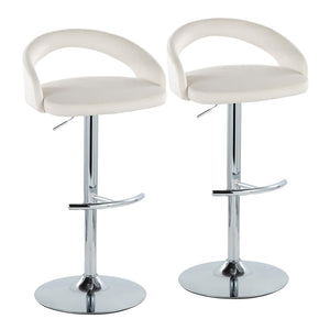 English Elm Adjustable Velvet Swivel Barstools with Chrome Base for Kitchen or Home Bar Set of 2 B202S01994