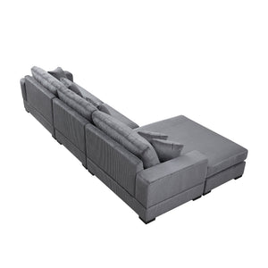 English Elm 148.03'' Mid Century Modern 4 Seat Sectional Sofa with Reversible Chaise for Living Room Grey W876S00329