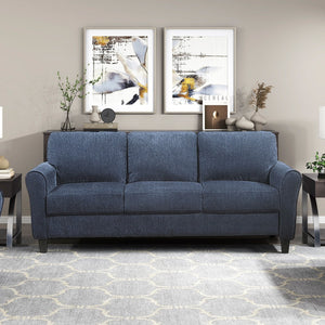 English Elm Contemporary Blue Chenille 3 Piece Living Room Set with Pocket Coil Cushioned Seating B011S02486