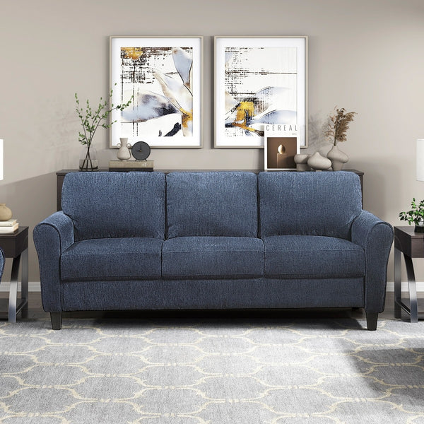 English Elm Contemporary Blue Chenille 3 Piece Living Room Set with Pocket Coil Cushioned Seating B011S02486