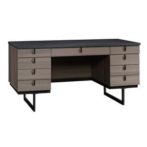 English Elm Executive Desk - Modern Brown Finish With Ample Workspace, Smart Storage & Durable Metal Base B356P402792