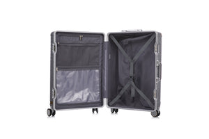 English Elm Luggage Set 3 Piece Polycarbonate Aluminum Frame Hard Shell Travel Suitcases with Lock Silver T3292P361540