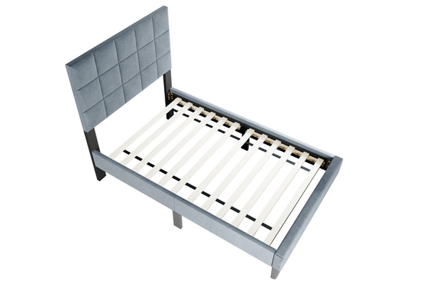 English Elm Twin Bed - Stylish Upholstered Design With Adjustable Headboard, Biscuit Tufting & Easy Assembly Options B089P240518-GIGA