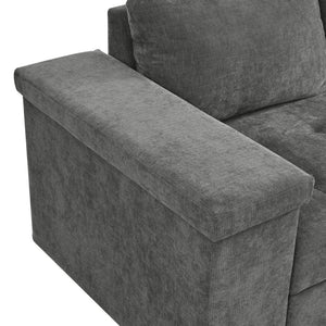 English Elm Mirod L Shaped Sleeper Sectional with Hidden Storage and Fold Out Bed for Apartments N760S0000030G
