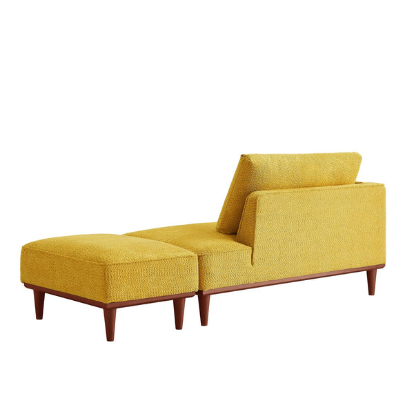 English Elm Indoor Boucle Chaise Lounge with Detachable Ottoman Convertible Daybed Bedroom Reading Nook Yellow W5515P438684