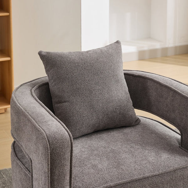 English Elm 28.9"w Swivel Barrel Accent Chair Faux Leather Open Back with Rubberwood Base Charcoal W3188P417883